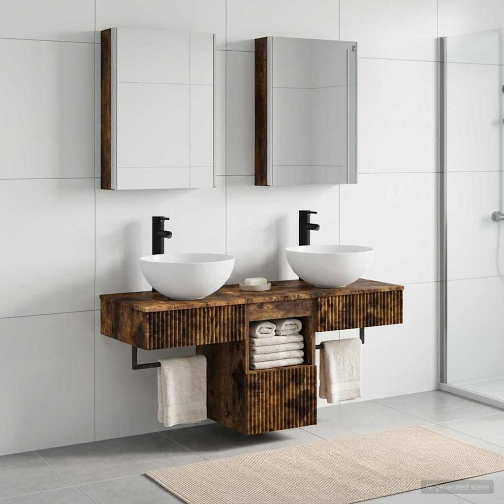 vidaXL Bathroom Cabinet Set 5 pcs Smoked Oak Engineered Wood