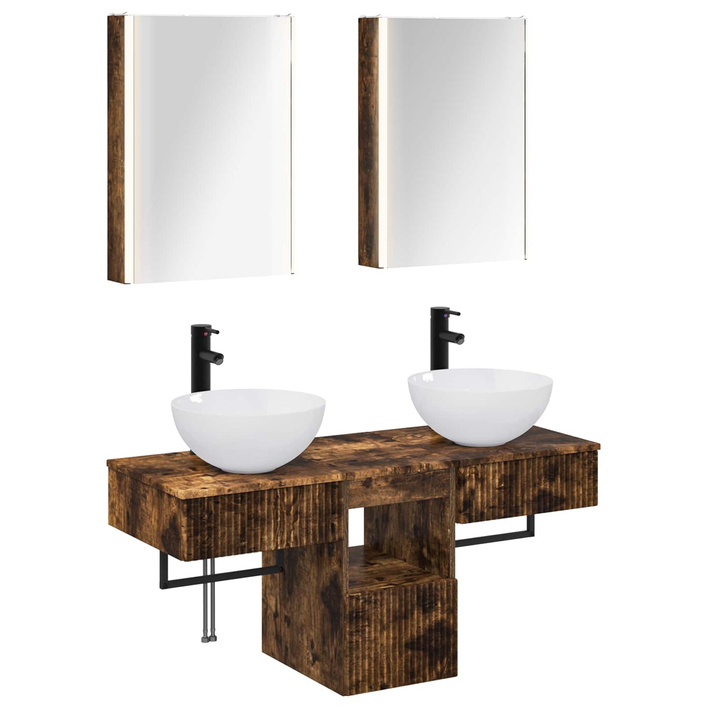 vidaXL Bathroom Cabinet Set 5 pcs Smoked Oak 43 x 11.5 x 60.5 cm