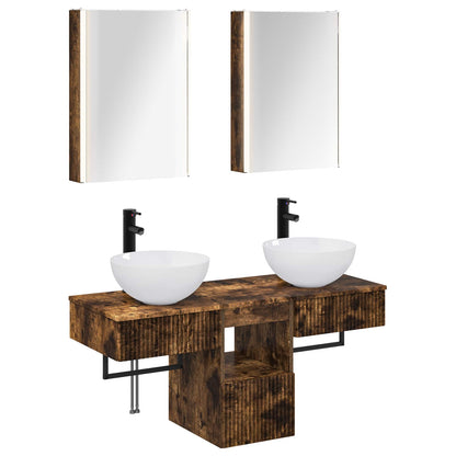 vidaXL Bathroom Cabinet Set 5 pcs Smoked Oak 43 x 11.5 x 60.5 cm
