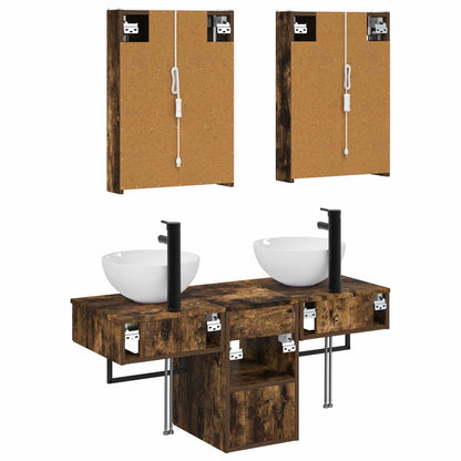 vidaXL Bathroom Cabinet Set 5 pcs Smoked Oak 43 x 11.5 x 60.5 cm
