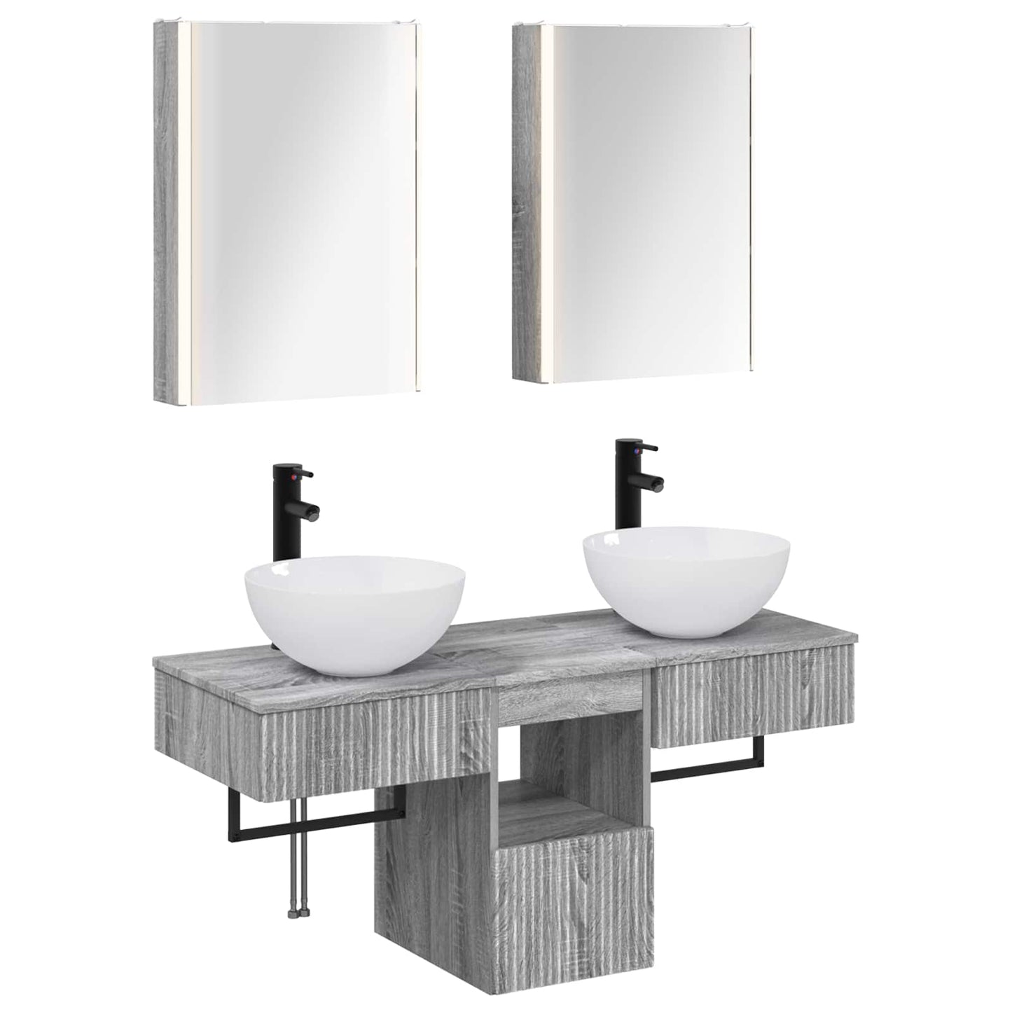 vidaXL Bathroom Cabinet Set 5 pcs Grey Sonoma 43 x 11.5 x 60.5 cm