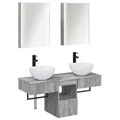 vidaXL Bathroom Cabinet Set 5 pcs Grey Sonoma 43 x 11.5 x 60.5 cm