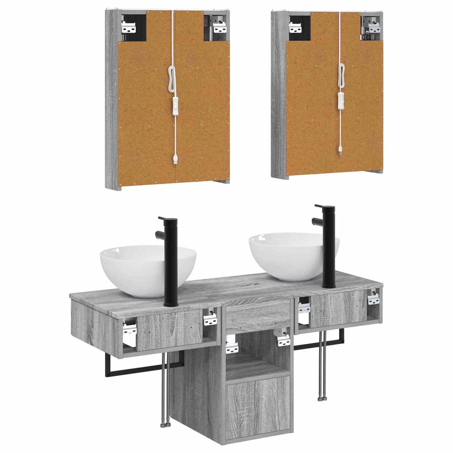 vidaXL Bathroom Cabinet Set 5 pcs Grey Sonoma 43 x 11.5 x 60.5 cm