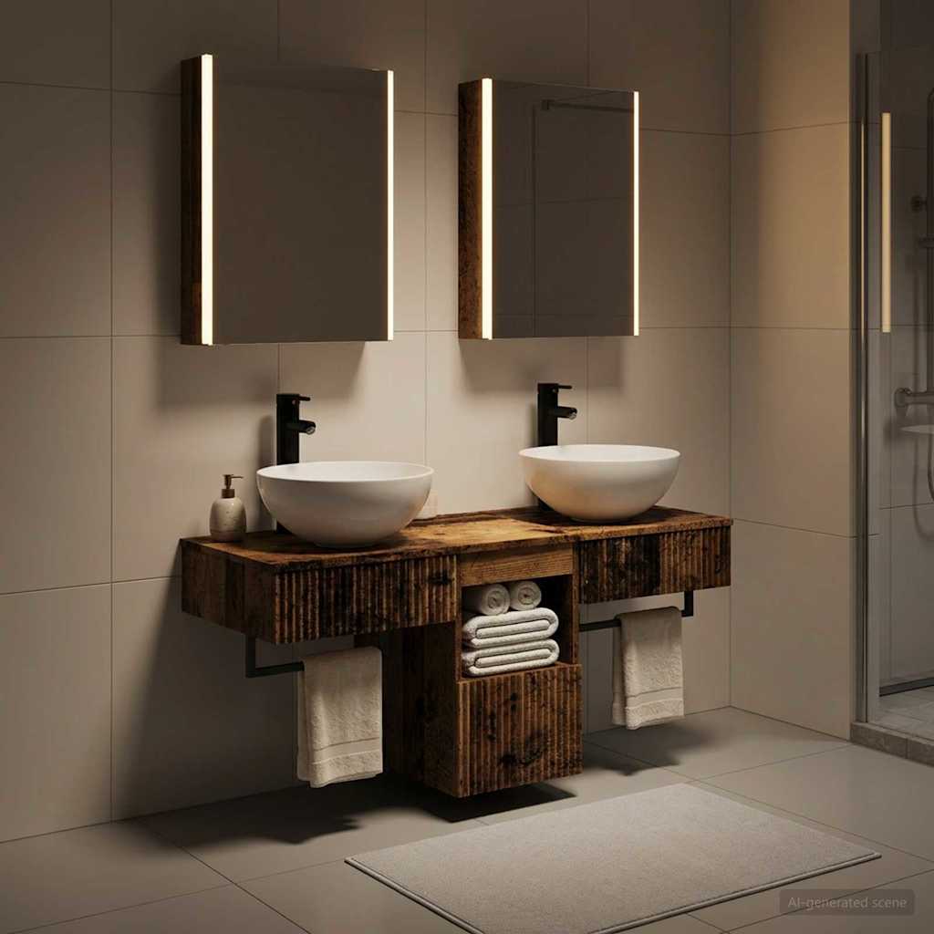 vidaXL Bathroom Cabinet Set 5 pcs Old Wood Engineered Wood