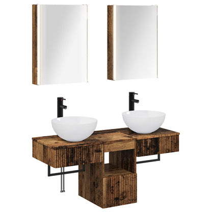 vidaXL Bathroom Cabinet Set 5 pcs Old Wood 43 x 11.5 x 60.5 cm