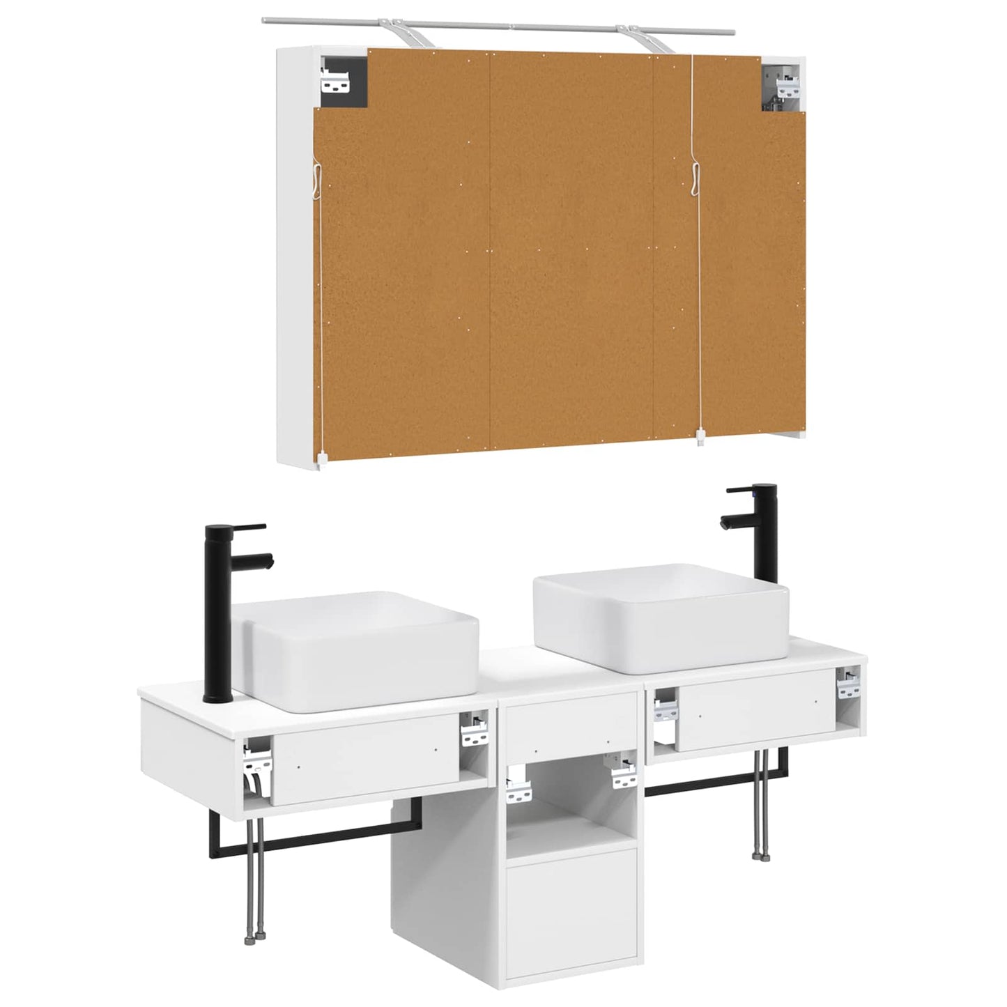 vidaXL Bathroom Cabinet Set 4 pcs White 100 x 14.5 x 70 cm
