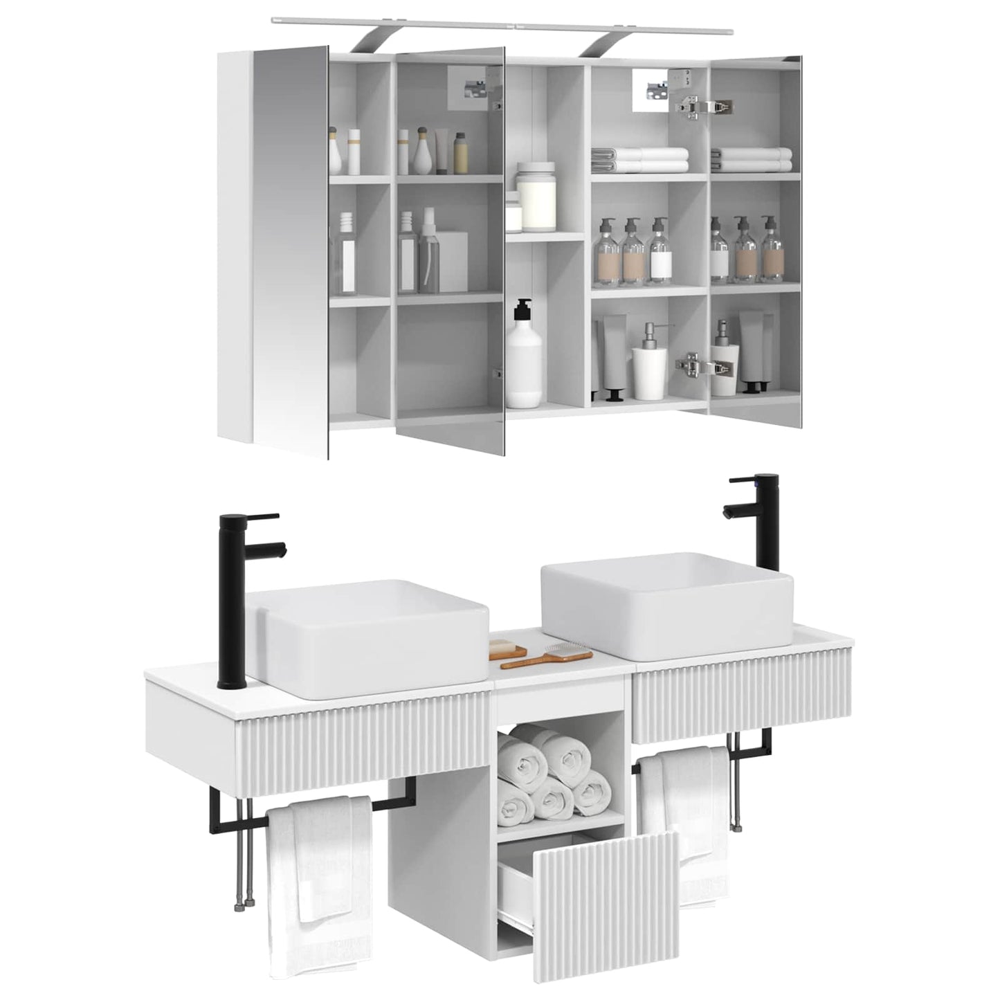 vidaXL Bathroom Cabinet Set 4 pcs White 100 x 14.5 x 70 cm