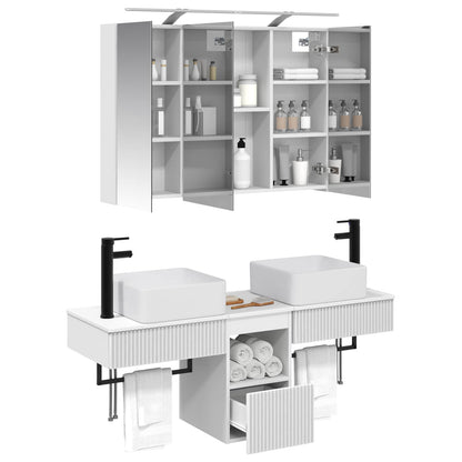 vidaXL Bathroom Cabinet Set 4 pcs White 100 x 14.5 x 70 cm