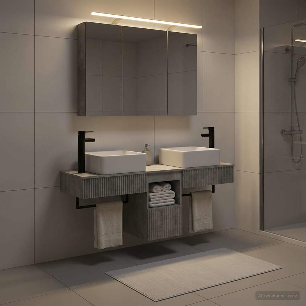 vidaXL Bathroom Cabinet Set 4 pcs Concrete Grey Engineered Wood