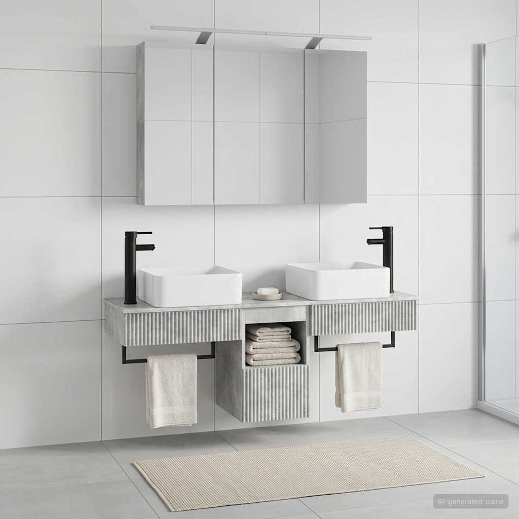 vidaXL Bathroom Cabinet Set 4 pcs Concrete Grey Engineered Wood