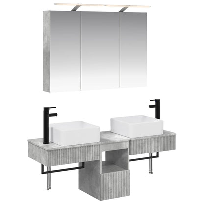 vidaXL Bathroom Cabinet Set 4 pcs Concrete Grey 100 x 14.5 x 70 cm