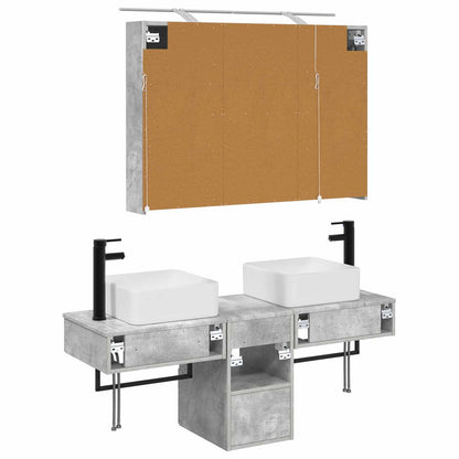 vidaXL Bathroom Cabinet Set 4 pcs Concrete Grey 100 x 14.5 x 70 cm