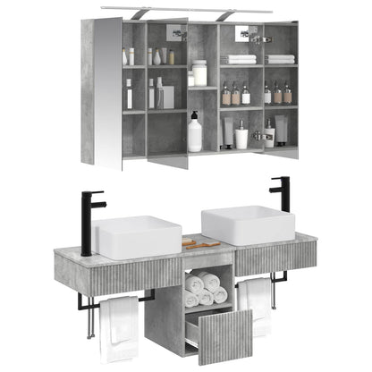 vidaXL Bathroom Cabinet Set 4 pcs Concrete Grey 100 x 14.5 x 70 cm