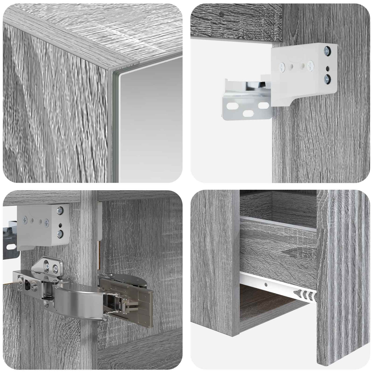 vidaXL Bathroom Cabinet Set 4 pcs Grey Sonoma 100 x 14.5 x 70 cm