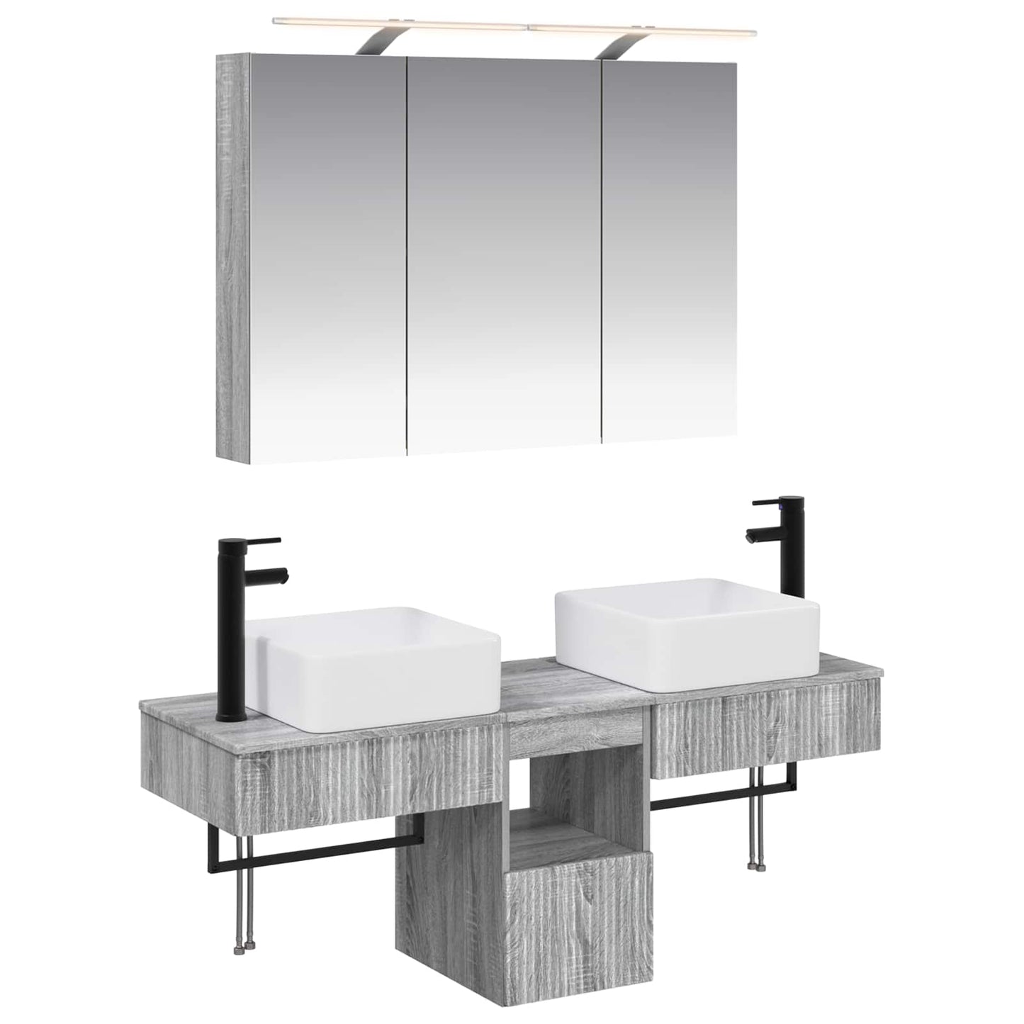 vidaXL Bathroom Cabinet Set 4 pcs Grey Sonoma 100 x 14.5 x 70 cm