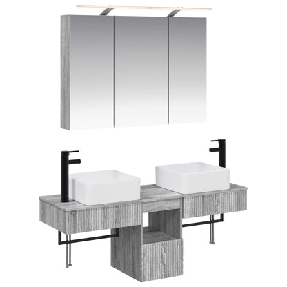 vidaXL Bathroom Cabinet Set 4 pcs Grey Sonoma 100 x 14.5 x 70 cm