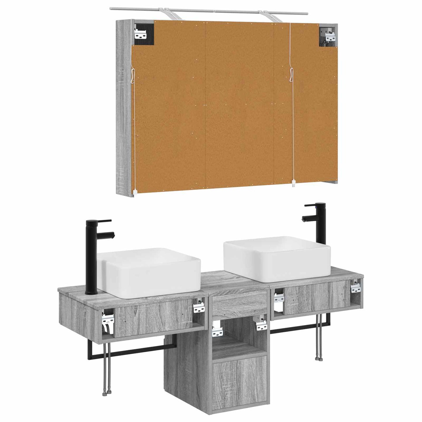 vidaXL Bathroom Cabinet Set 4 pcs Grey Sonoma 100 x 14.5 x 70 cm