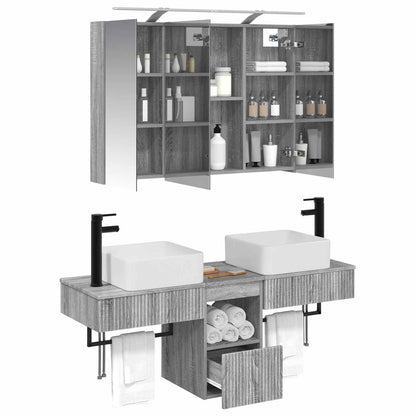 vidaXL Bathroom Cabinet Set 4 pcs Grey Sonoma 100 x 14.5 x 70 cm