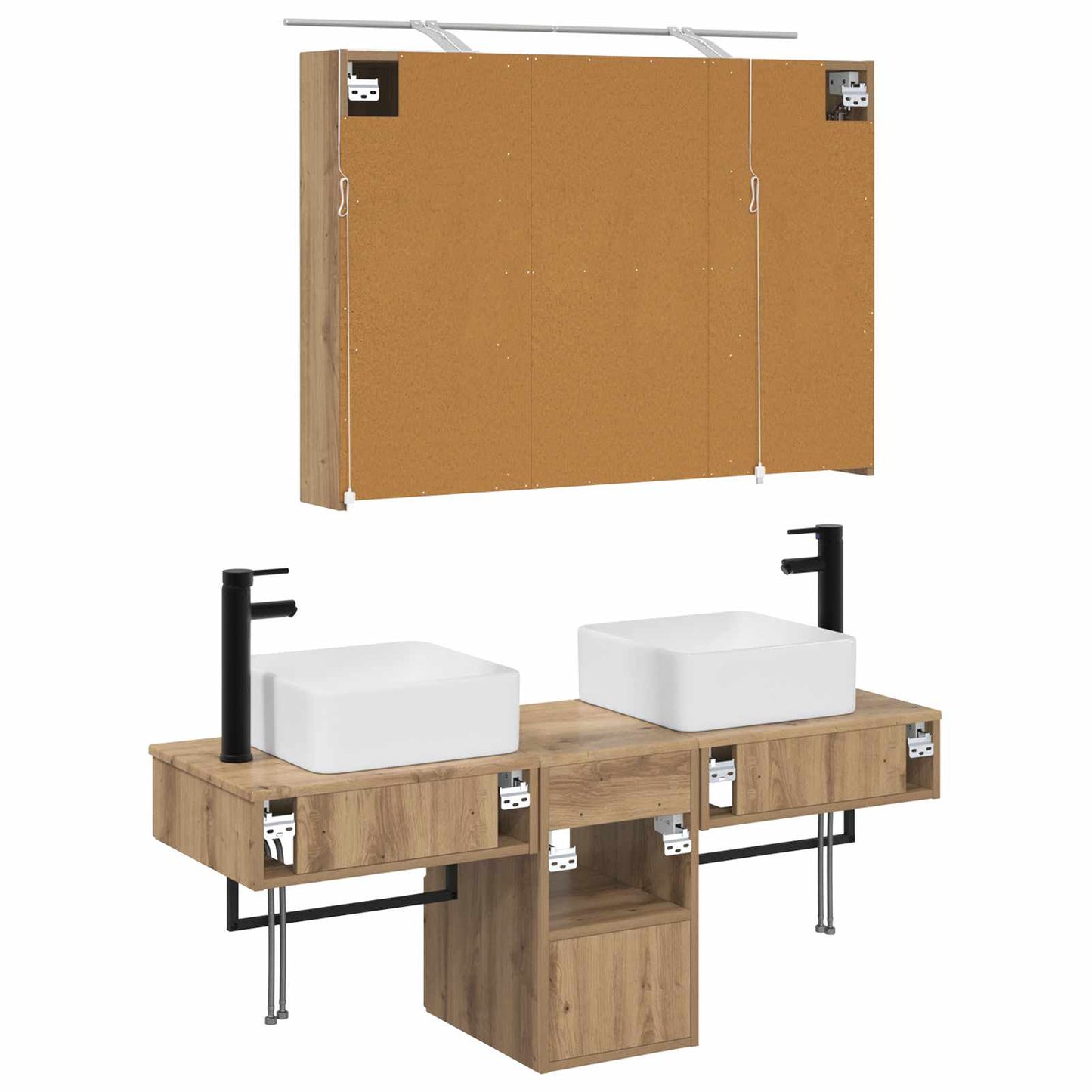 vidaXL Bathroom Cabinet Set 4 pcs Artisan Oak 100 x 14.5 x 70 cm