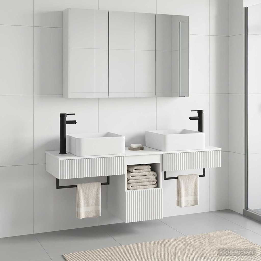 vidaXL Bathroom Cabinet Set 4 pcs White Engineered Wood