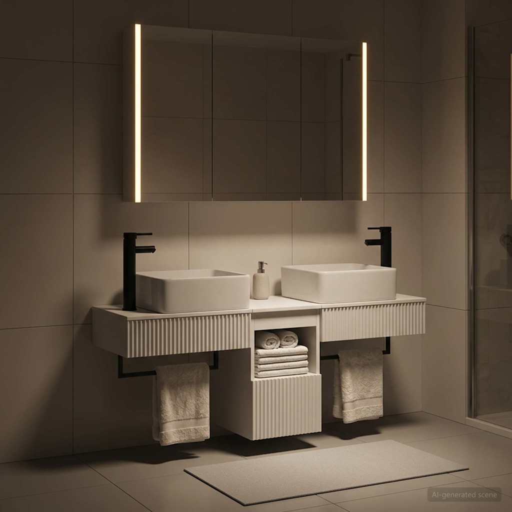 vidaXL Bathroom Cabinet Set 4 pcs White Engineered Wood