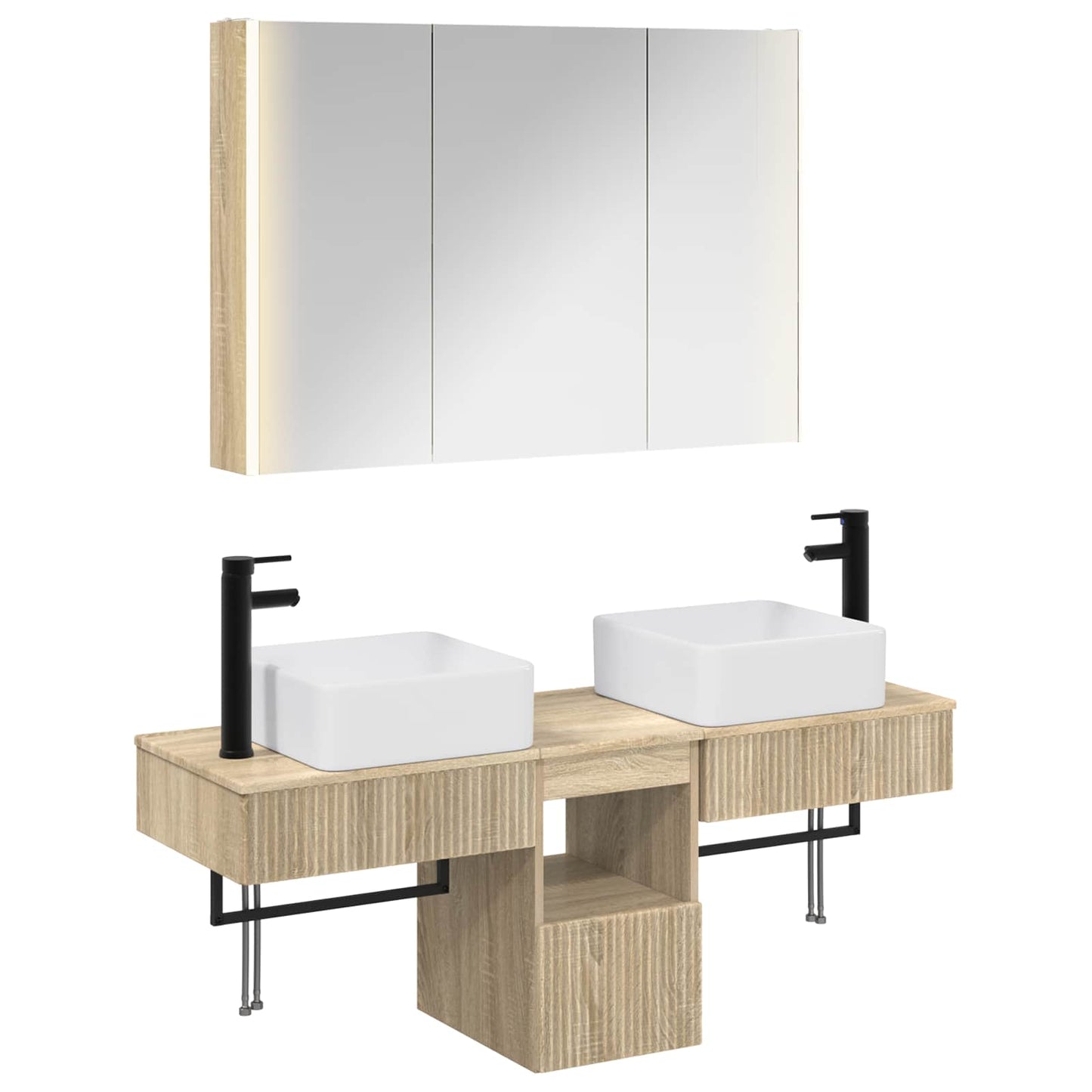 vidaXL Bathroom Cabinet Set 4 pcs Sonoma Oak 103.5 x 15.5 x 70 cm