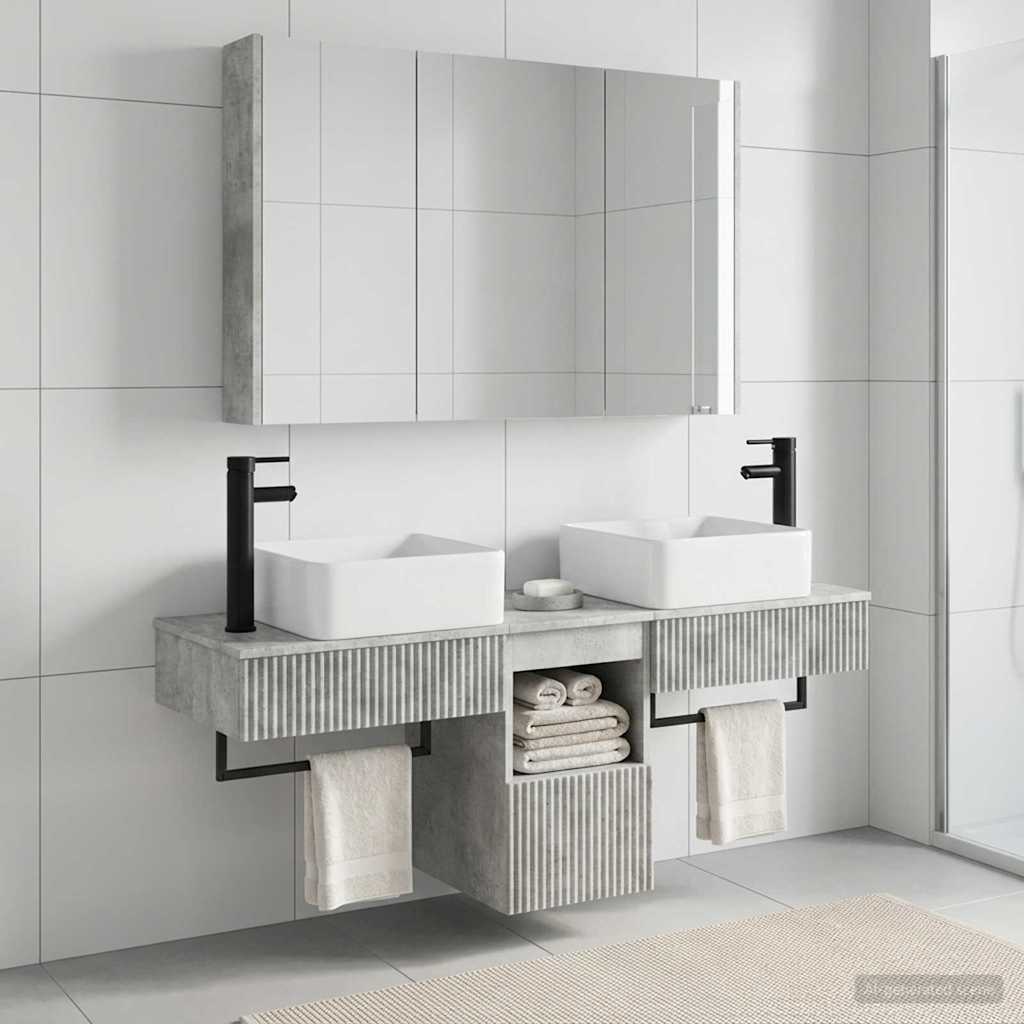 vidaXL Bathroom Cabinet Set 4 pcs Concrete Grey Engineered Wood