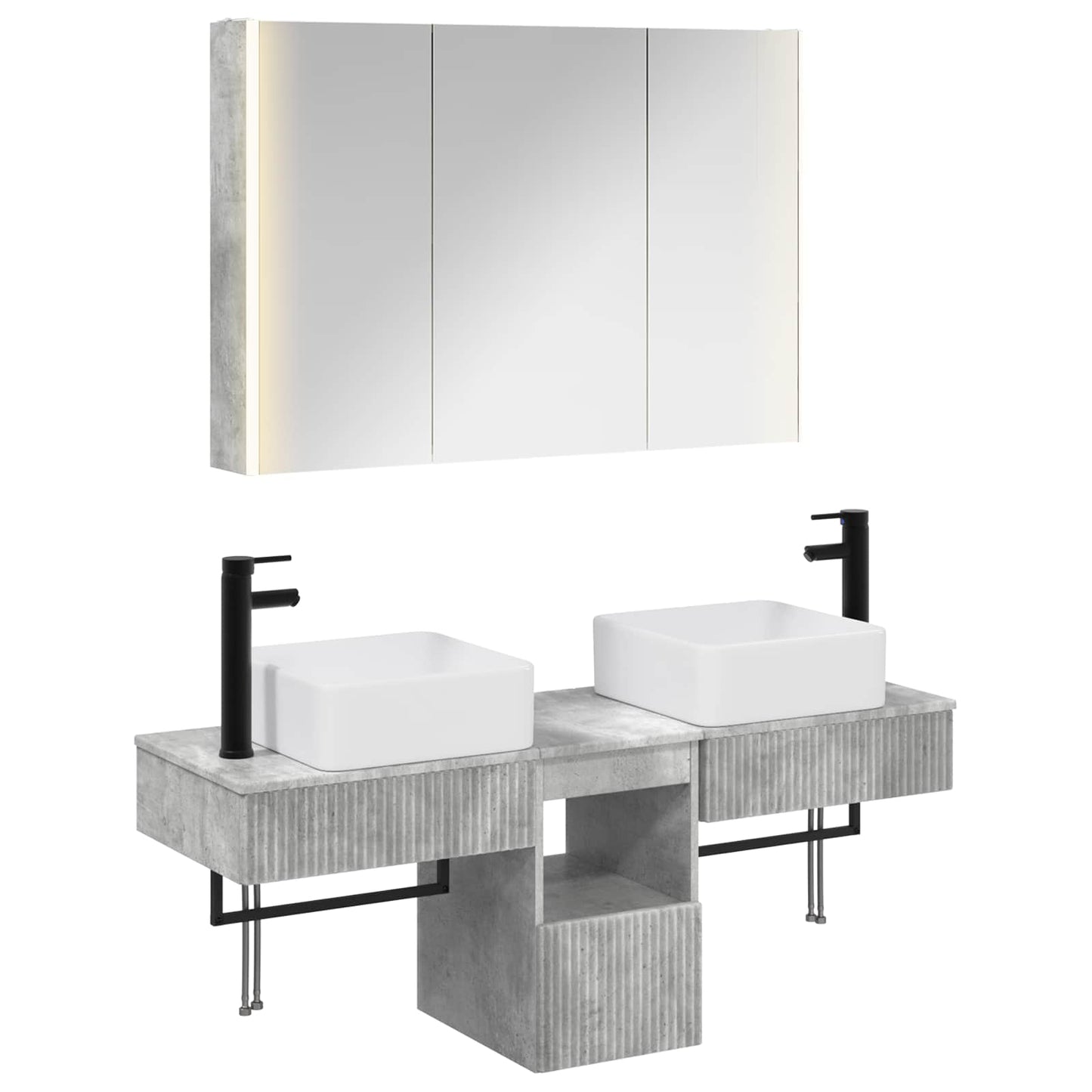 vidaXL Bathroom Cabinet Set 4 pcs Concrete Grey 103.5 x 15.5 x 70 cm