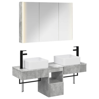 vidaXL Bathroom Cabinet Set 4 pcs Concrete Grey 103.5 x 15.5 x 70 cm