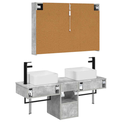 vidaXL Bathroom Cabinet Set 4 pcs Concrete Grey 103.5 x 15.5 x 70 cm