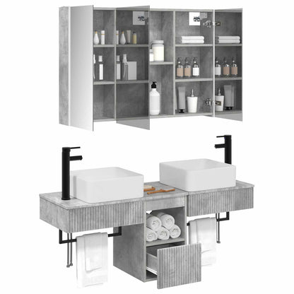 vidaXL Bathroom Cabinet Set 4 pcs Concrete Grey 103.5 x 15.5 x 70 cm