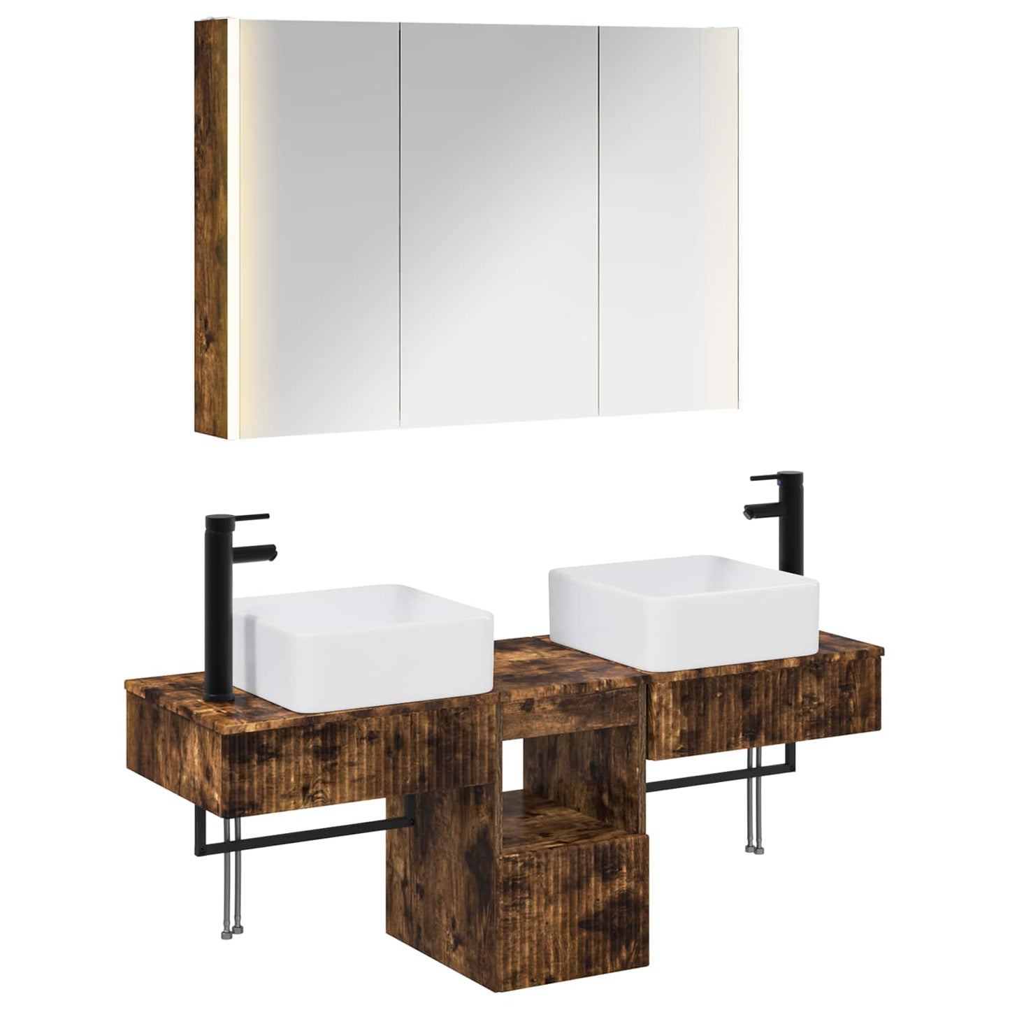 vidaXL Bathroom Cabinet Set 4 pcs Smoked Oak 103.5 x 15.5 x 70 cm
