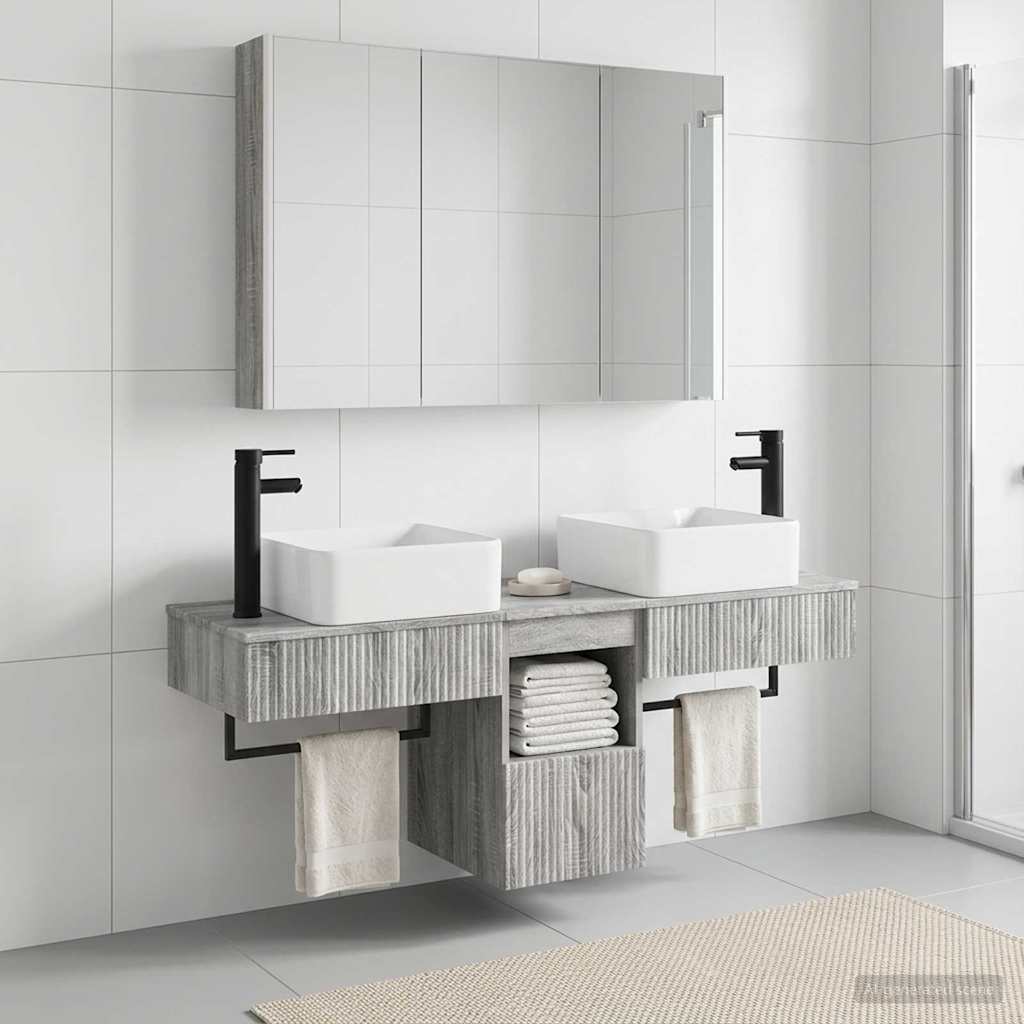 vidaXL Bathroom Cabinet Set 4 pcs Grey Sonoma Engineered Wood
