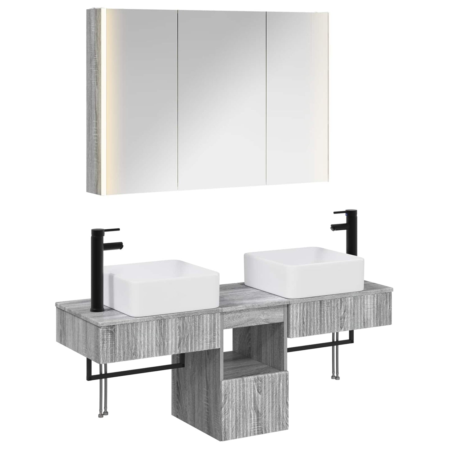 vidaXL Bathroom Cabinet Set 4 pcs Grey Sonoma 103.5 x 15.5 x 70 cm