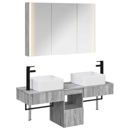 vidaXL Bathroom Cabinet Set 4 pcs Grey Sonoma 103.5 x 15.5 x 70 cm