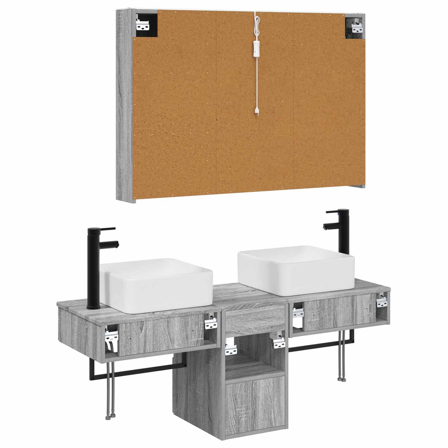 vidaXL Bathroom Cabinet Set 4 pcs Grey Sonoma 103.5 x 15.5 x 70 cm