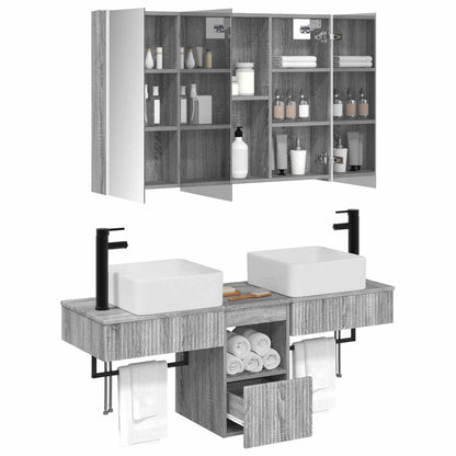 vidaXL Bathroom Cabinet Set 4 pcs Grey Sonoma 103.5 x 15.5 x 70 cm