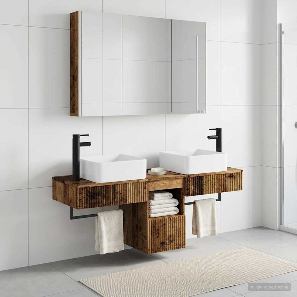vidaXL Bathroom Cabinet Set 4 pcs Old Wood Engineered Wood