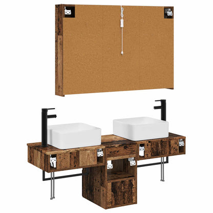 vidaXL Bathroom Cabinet Set 4 pcs Old Wood 103.5 x 15.5 x 70 cm