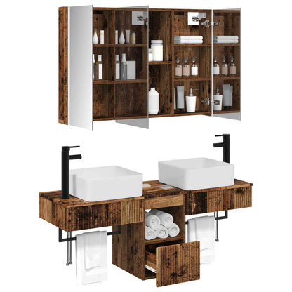 vidaXL Bathroom Cabinet Set 4 pcs Old Wood 103.5 x 15.5 x 70 cm