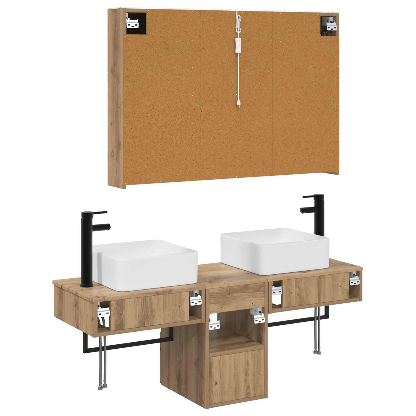 vidaXL Bathroom Cabinet Set 4 pcs Artisan Oak 103.5 x 15.5 x 70 cm