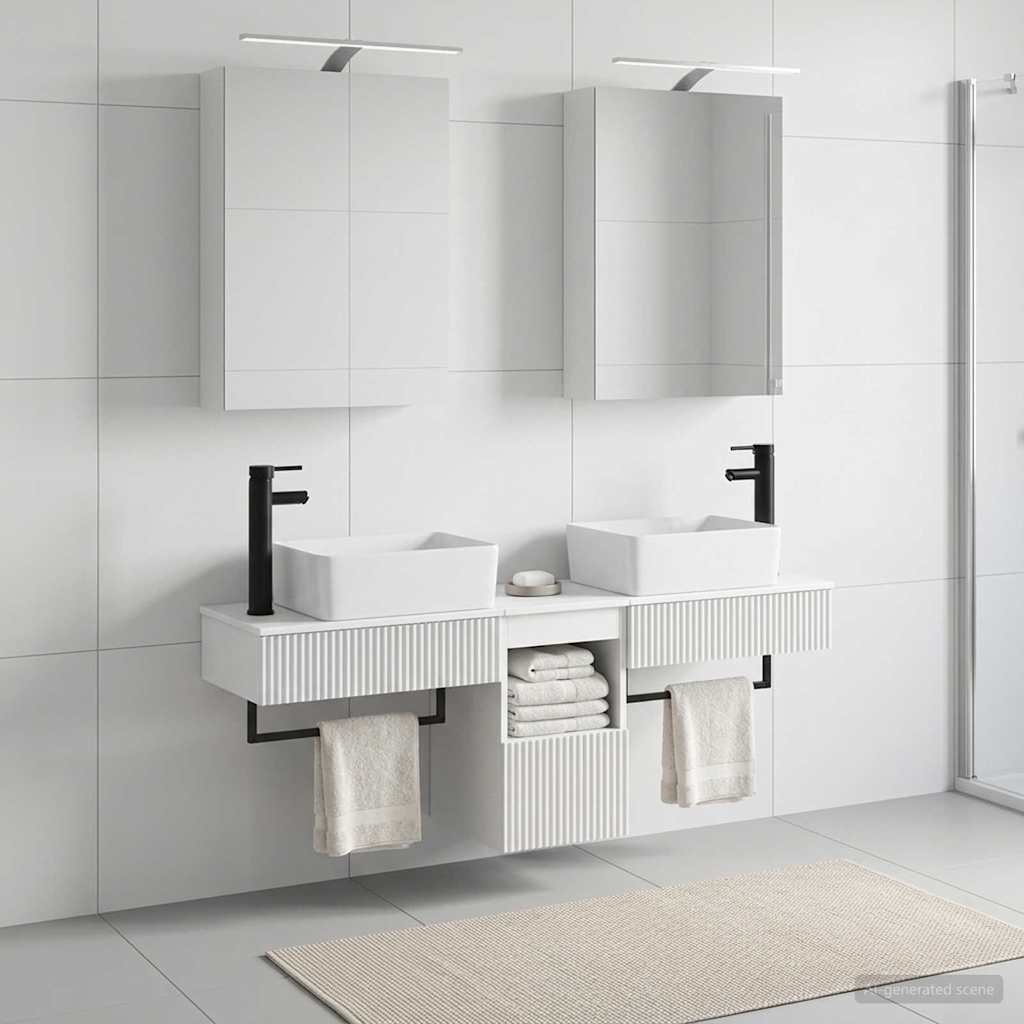 vidaXL Bathroom Cabinet Set 5 pcs White Engineered Wood