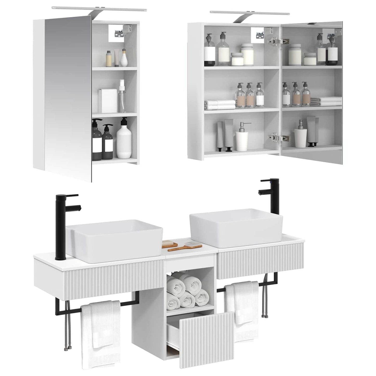 vidaXL Bathroom Cabinet Set 5 pcs White 50 x 14.5 x 70 cm