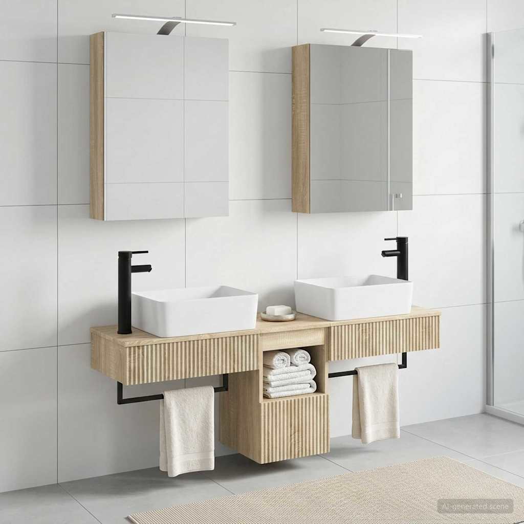 vidaXL Bathroom Cabinet Set 5 pcs Sonoma Oak Engineered Wood