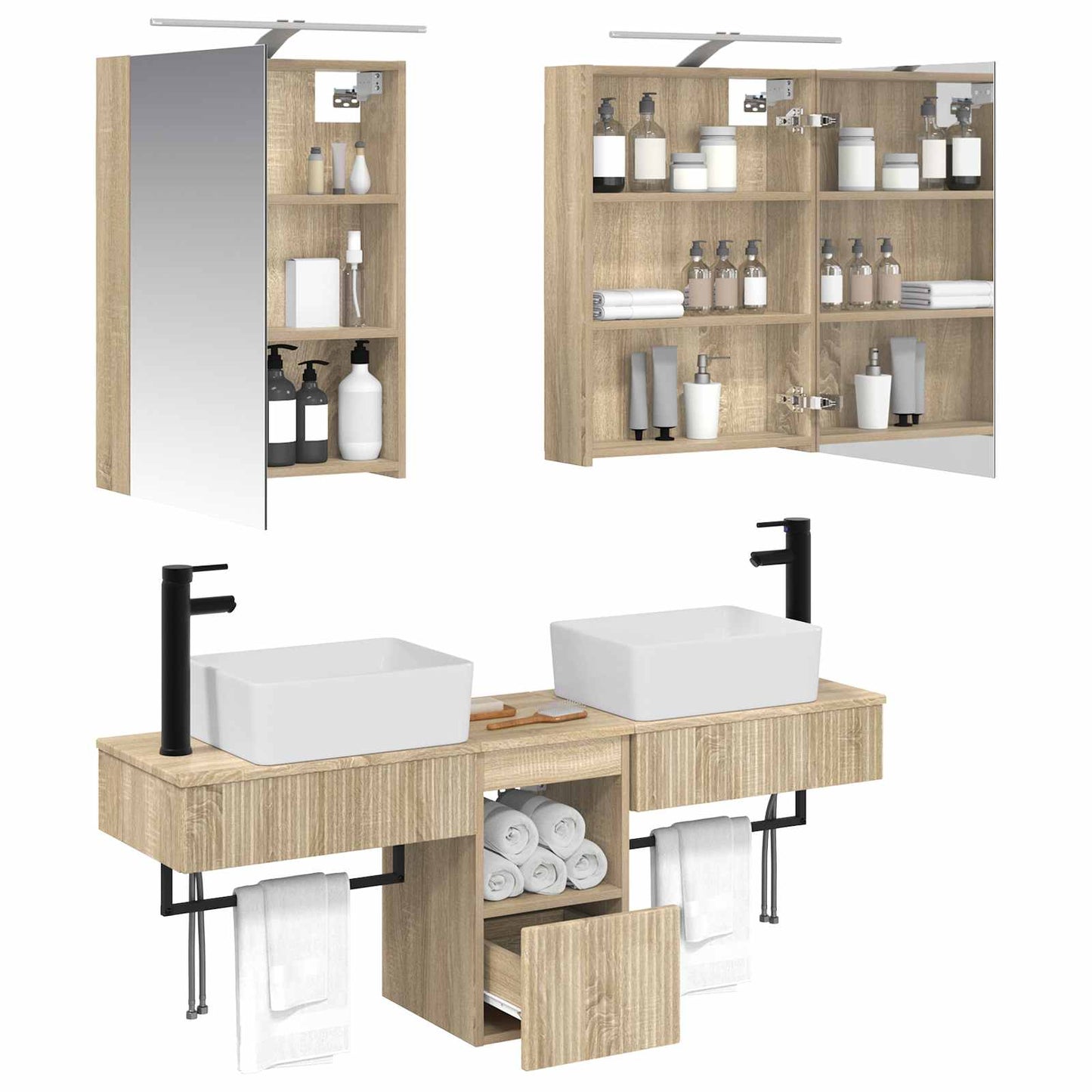 vidaXL Bathroom Cabinet Set 5 pcs Sonoma Oak 50 x 14.5 x 70 cm