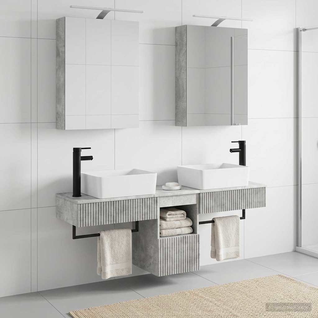 vidaXL Bathroom Cabinet Set 5 pcs Concrete Grey Engineered Wood