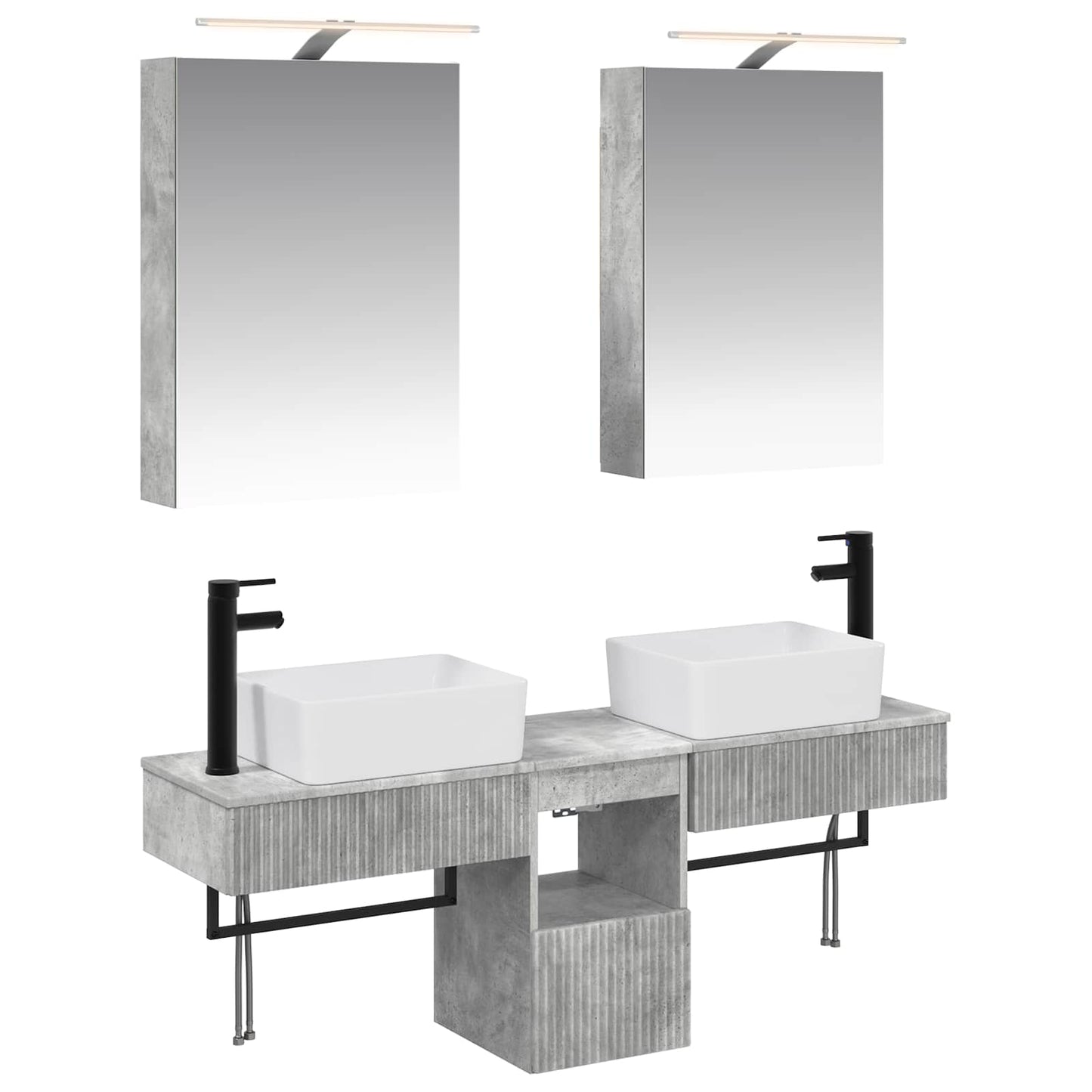 vidaXL Bathroom Cabinet Set 5 pcs Concrete Grey 50 x 14.5 x 70 cm