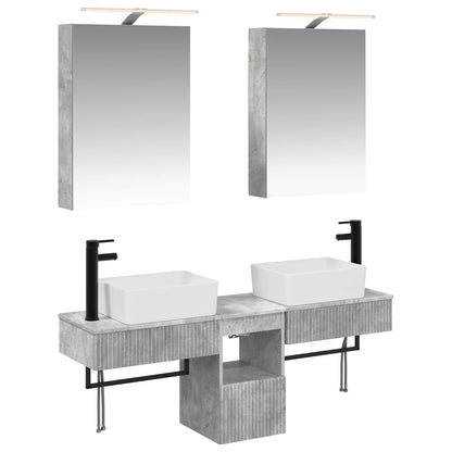 vidaXL Bathroom Cabinet Set 5 pcs Concrete Grey 50 x 14.5 x 70 cm