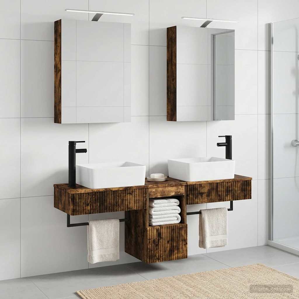 vidaXL Bathroom Cabinet Set 5 pcs Smoked Oak Engineered Wood