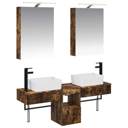 vidaXL Bathroom Cabinet Set 5 pcs Smoked Oak 50 x 14.5 x 70 cm